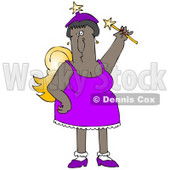 Clipart Illustration of an African American Fairy Godmother Holding a Magic Wand and Wearing Gold Wings and a Purple Dress © djart #17663