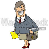Clipart Illustration of a White Businesswoman With Braces, Smiling And Carrying A Letter And Briefcase © djart #17667