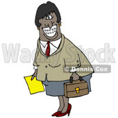Clipart Illustration of an African American Businesswoman With Braces, Smiling And Carrying A Letter And Briefcase © djart #17668