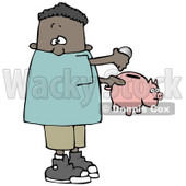 Clipart Illustration of an African American Boy Inserting Change Into A Pink Piggy Bank To Save For Something © djart #17669