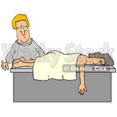 Clipart Illustration of a Female Caucasian Masseuse About To Wake Up A Relaxed Customer That Fell Asleep During A Massage © djart #17689