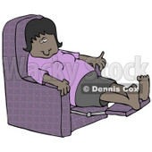 Clipart Illustration of a Tired African American Woman In A Purple Shirt Resting With Her Feet Up In A Purple Lazy Chair © djart #17693