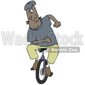 Clipart Illustration of a Motivated African American Man Trying To Learn How To Stay Balanced While Riding A Unicycle © djart #17695