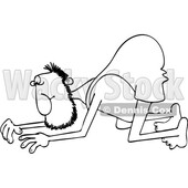 Cartoon Black and White Crawling Caveman © djart #1774310