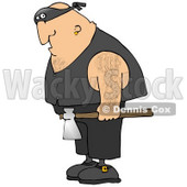 Hairy Caucasian Man, An Executioner, Wearing A Band Around His Eyes And Carrying An Axe Clipart Illustration © djart #17752
