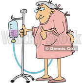 Cartoon Chemo or Hospital Patient Lady Giving a Thumb up and Standing with a Pole © djart #1778206