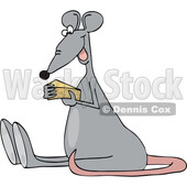 Cartoon Happy Rat Sitting and Eating Cheese © djart #1783021