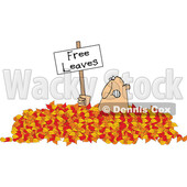 Cartoon Man Drowning in Leaves and Holding a Free Sign © djart #1783862