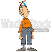 Clipart Illustration of a Nerdy Caucasian Man With Buck Teeth, Wearing A Spinner Hat, Orange Shirt And Pants And Looking To The Side © djart #17873