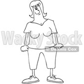 Cartoon Black and White Clipart of a Mad Woman © djart #1802320