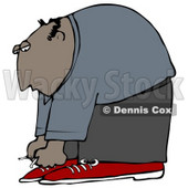 Clipart Illustration of a Bald Hispanic Man Bending Over to Tie His Shoe Laces © djart #18279