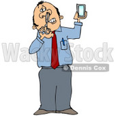 Clipart Illustration of a White Businessman Holding a Mirror and Trimming His Nose Hairs © djart #18286