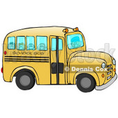 Clipart Illustration of a Friendly Bus Driver Driving Happy School Children To School On A Yellow School Bus © djart #18405