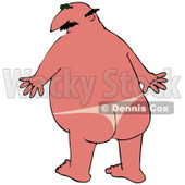 Clipart Illustration of a Chubby Bald White Man With A Bad Sunburn And Tan Lines Where His Speedo Was © djart #18409