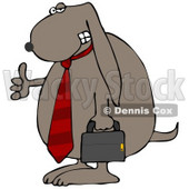 Clipart Illustration of a Cool Dog Wearing A Red Business Tie And Carrying A Briefcase © djart #18443