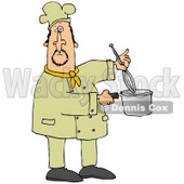 Clipart Illustration of a White Male Chef Stirring Food in a Pot With a Whisk © djart #18564