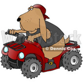 Clipart Illustration of a Cool Hound Dog Wearing A Vest And Driving A Bright Red ATV © djart #18754