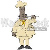 Clipart Illustration of a Black Male Chef Preparing to Taste Food From a Spoon © djart #18759