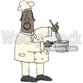 Clipart Illustration of a Black Male Chef Stirring Food in a Pot With a Whisk © djart #18760