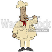 Clipart Illustration of a Mexican Male Chef Preparing to Taste Food From a Spoon © djart #18763