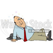 Clipart Illustration of a Dazed And Confused Businessman, Seeing Stars And Sitting On The Floor After Taking A Nasty Fall And Injuring Himself At The Office © djart #18769