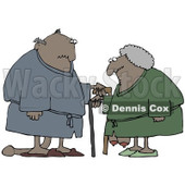 Clipart Illustration of a Saggy Old African American Couple Wearing Robes, Using Canes © djart #18862
