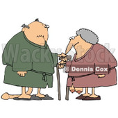 Clipart Illustration of a Saggy Old Caucasian Couple Wearing Robes, Using Canes © djart #18865
