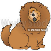 Clipart Illustration of a Cute And Fluffy Brown Chow Chow Dog Sticking His Black Tongue Out And Looking At The Viewer © djart #18978