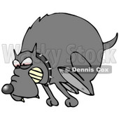 Clipart Illustration of a Mad Dog In The Red Zone, Wearing A Spiked Collar And Chasing An Intruder Away © djart #19000