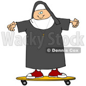 Clipart Illustration of a Cool White Female Nun Riding a SKateboard © djart #19005