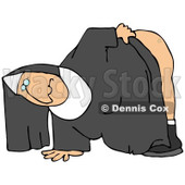 Clipart Picture of an Old Nun Bending Over And Showing Off The Heart Shaped Tattoo On Her Rump From Her Rebel Years © djart #19135