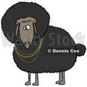 Clipart Illustration of a Black Sheep Wearing Golden Necklaces and Looking Outwards © djart #19262