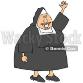 Clipart Illustration of a Friendly White Lady Nun In Uniform, Waving Hello © djart #19395