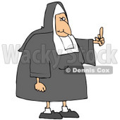 Clipart Illustration of a White Lady Nun In Uniform, Flipping Someone Off For Making Fun Of Her © djart #19396