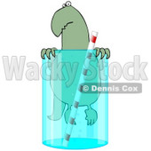 Clipart Illustration of a Cute Green Dinosaur Swimming In A Glass Of Water With A Straw © djart #19525
