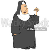 Clipart Illustration of a Frustrated Nun In Black And White Waving Her Fist In The Air While Arguing © djart #19537