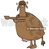 Clipart Illustration of a Brown Cow Standing On Its Hind Legs, Holding Its Front Legs Out As If Presenting Something © djart #19617
