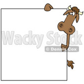 Clipart Illustration of a Brown Cow Standing Behind A Big White Sign And Holding It Up © djart #19620