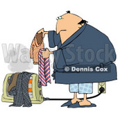 Clipart Illustration of an Unwise Middle Aged White Guy In A Robe And Pjs, Drying His Wet Laundry Over An Electric Floor Heater, Steam Rising Into The Air © djart #20308