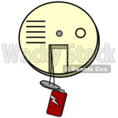 Clipart Illustration Of An Off White Smoke And Fire Alarm With A Red 9 Volt Battery Hanging Down, In Need Of A Replacement © djart #20310
