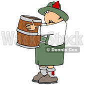 Clipart Illustration of an Oktoberfest Man In Costume, Carrying A Wooden Beer Keg Barrel © djart #20827
