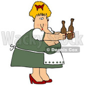 Clipart Illustration of a Chubby Blond Oktoberfest Woman Serving Two Bottles Of Beer © djart #20871