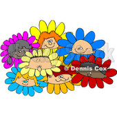 Royalty-Free (RF) Clipart Illustration of a Group Of Diverse Children In Flowers © djart #209417
