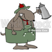 Clipart Illustration of a Partying Dog Drinking A Beer From A Setin At Oktoberfest © djart #20957