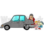 Royalty-Free (RF) Clipart Illustration of a Woman Checking Behind Her Car To Find Two Children © djart #210052