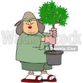 Royalty-Free (RF) Clipart Illustration of a Caucasian Woman Carrying A Small Potted Tree © djart #212105