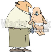 Royalty-Free (RF) Clipart Illustration of a Father Holding A Baby In A Diaper © djart #212110
