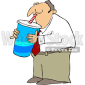 Royalty-Free (RF) Clipart Illustration of a Chubby Businsesman Gulping A Large Fountain Soda © djart #213012