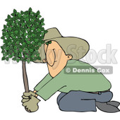 Royalty-Free (RF) Clipart Illustration of a Kneeling Man Planting A Tree © djart #217255