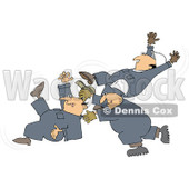 Royalty-Free (RF) Clipart Illustration of Three Caucasian Worker Men Slipping And Falling © djart #217256